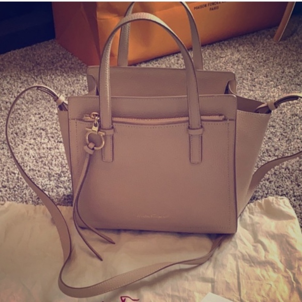 Salvatore Ferragamo Mini Amy Tote Blush Leather